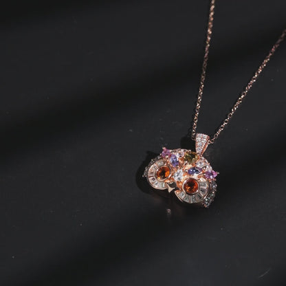 Cute Owl Garnet Pendant