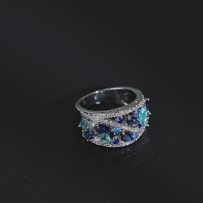 Colored Gemstone Tide Ocean Ring