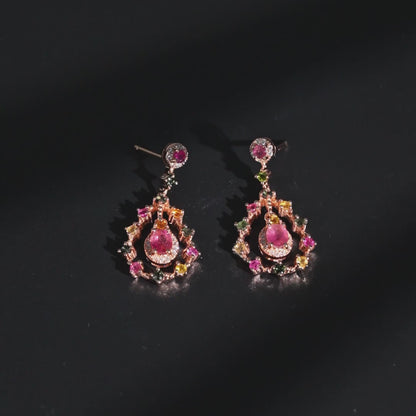 Framed Teardrop Tourmaline Earrings
