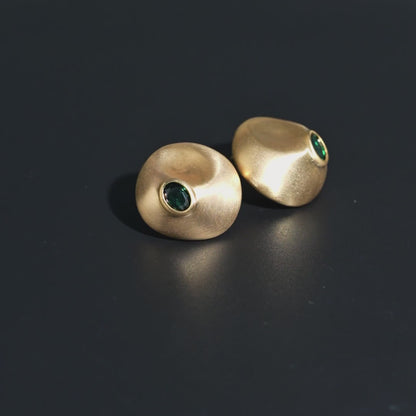 Green Stone Melt Studs Earrings