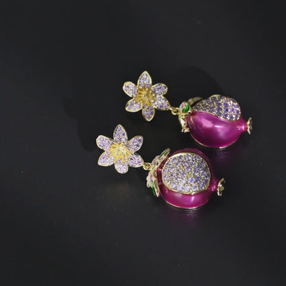 Juicy Pomegranate Charm Earrings