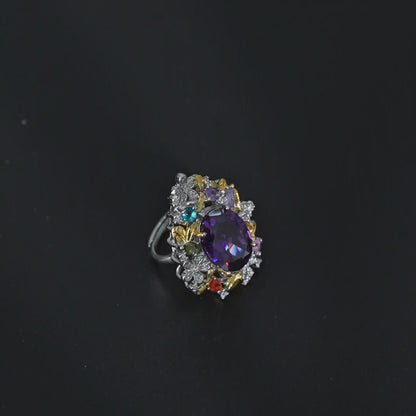 Violet Floral Bloom Ring