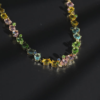 Multi-Gem Cascade Flow Necklace