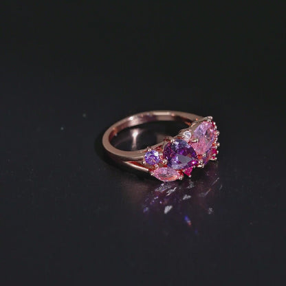 Colored Cluster Band Ring