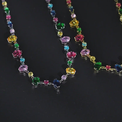 Multi-color Mixed Oval Necklace