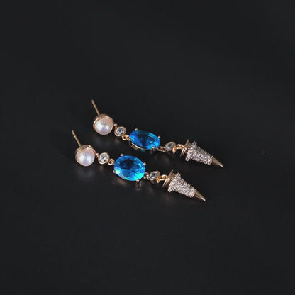 Elegant Spike Blue Earrings