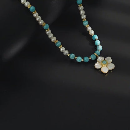 Larimar Blossom Pendant Necklace