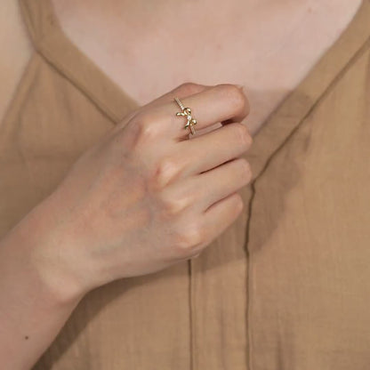 Bow Tie Gold Plated Zirconia Ring
