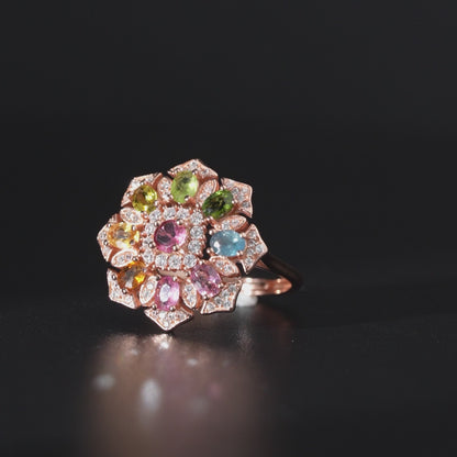 Exquisite Tourmaline Halo Ring