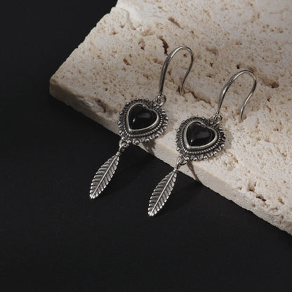 Black Tourmaline Fortune Charm Earrings