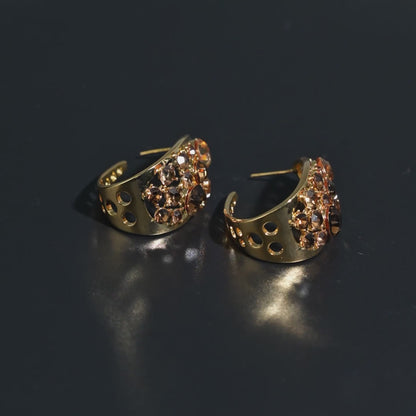 Amber Glow Half-Hoop Earrings