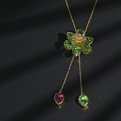 Floral Drop Y Necklace